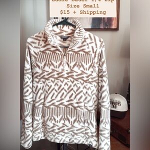 Eddie Bauer Brown and White Cowl Neck Sweater